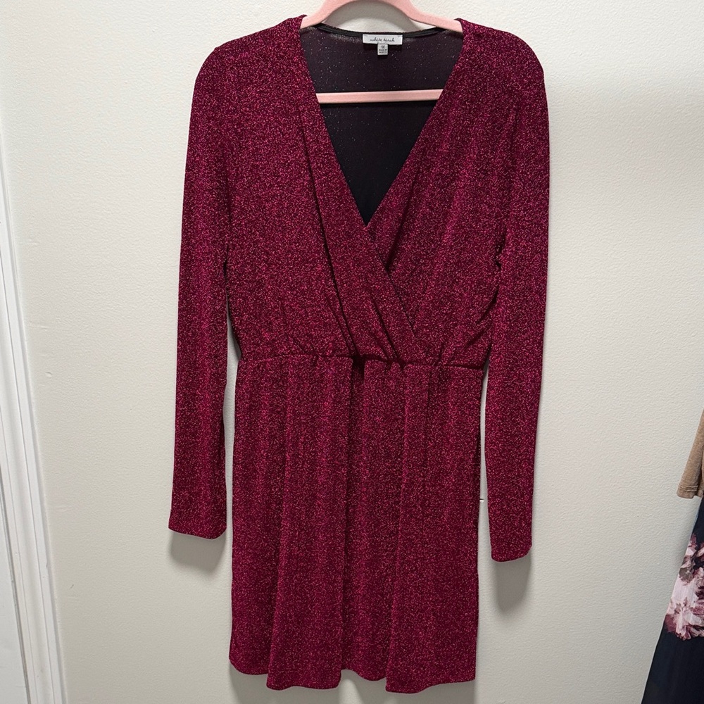 Like New Women’s White Birch Sparkling Fuschia Long Sleeve Dress Size 1X